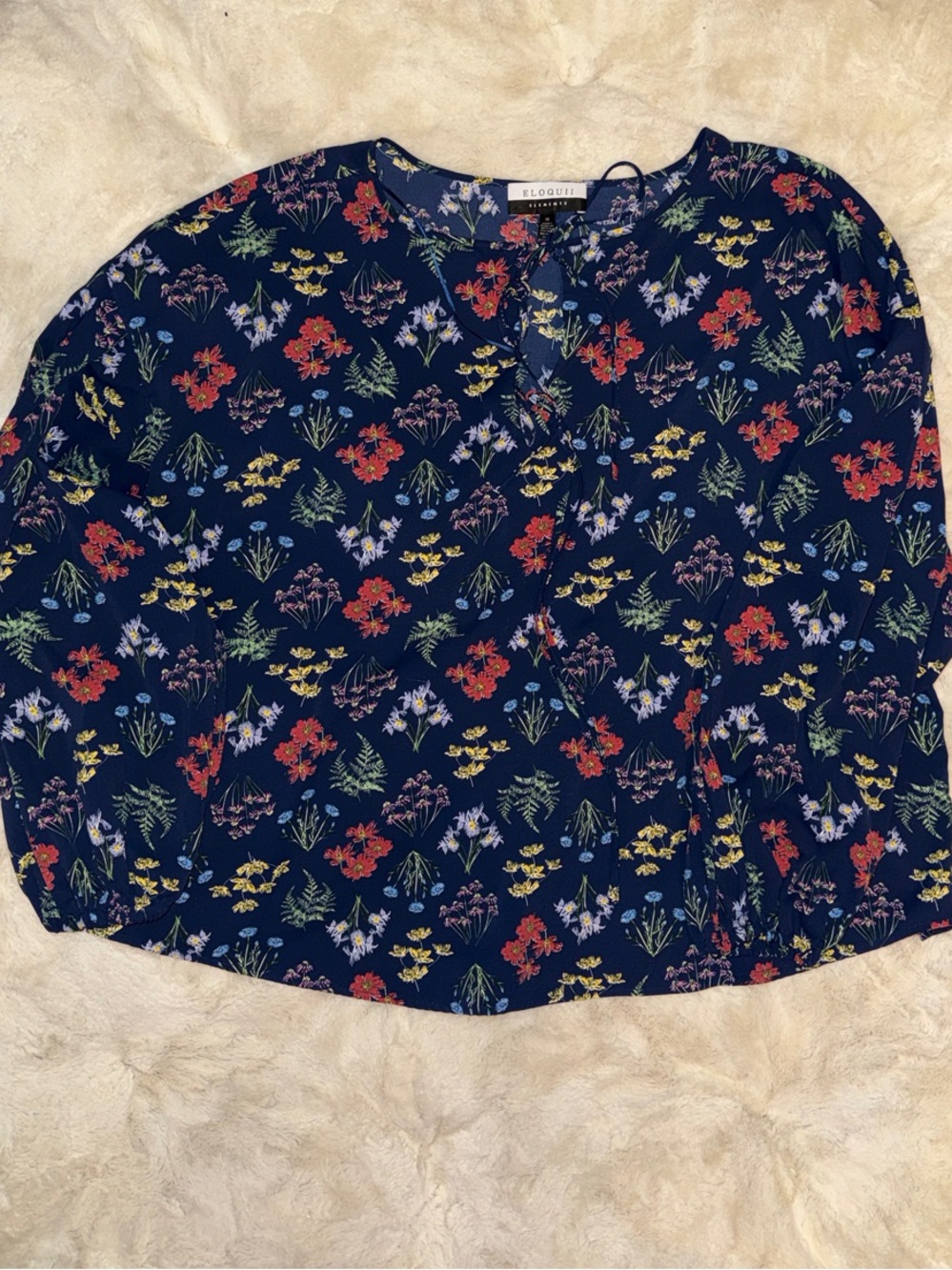 Eloquii Navy Floral Blouse